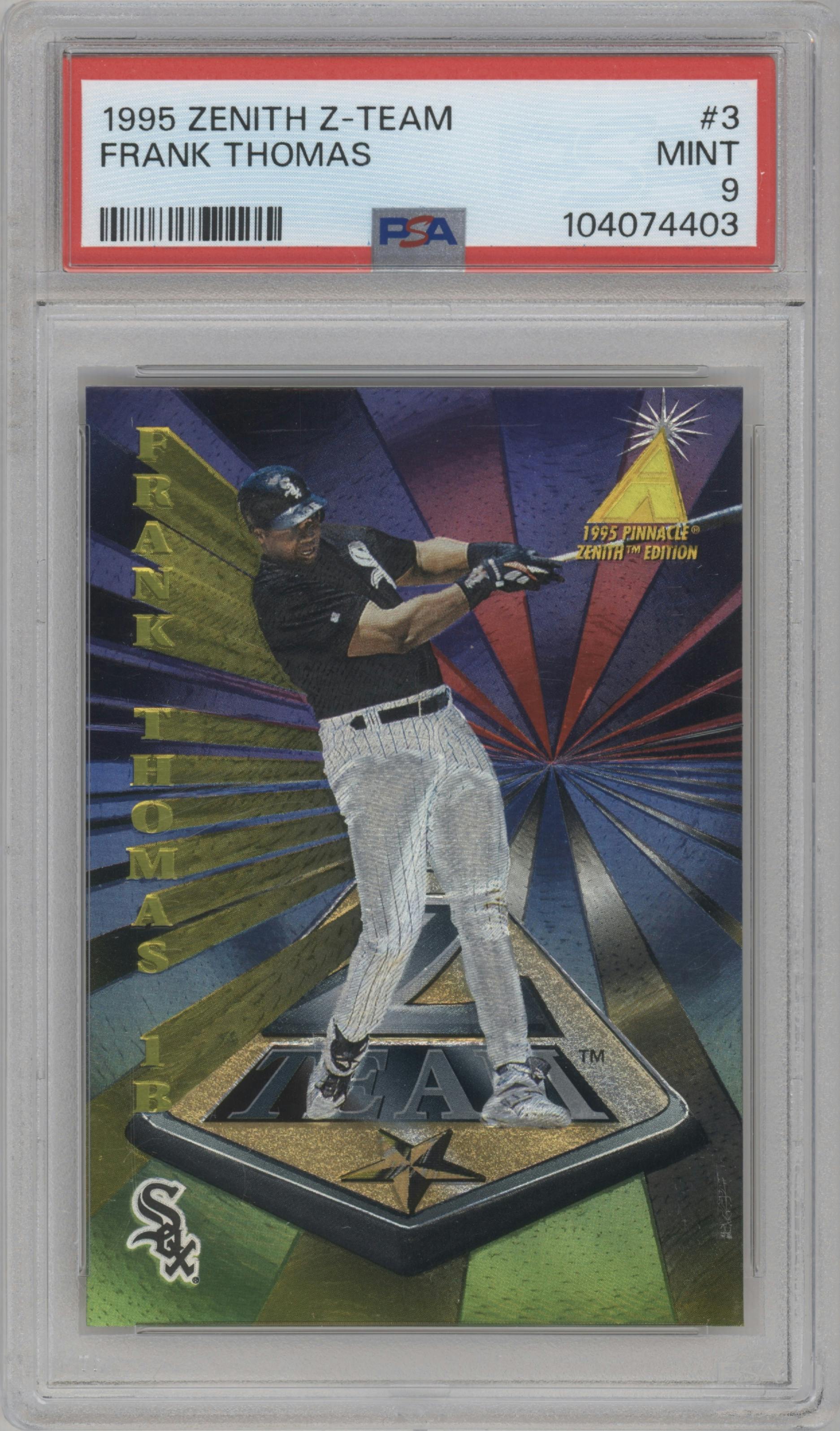 Frank Thomas from the 1995 Zenith set graded by PSA and given an overall grade of 9.