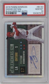 Shohei Ohtani from the 2019 Donruss set graded by PSA and given an overall grade of 10.
