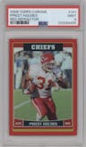 Priest Holmes from the 2006 Topps Chrome set featuring a Red Refractor parallel graded by PSA and given an overall grade of 9.