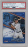 Spencer Torkelson from the 2021 Bowman’s Best set featuring a Blue Refractor parallel graded by PSA and given an overall grade of 9.