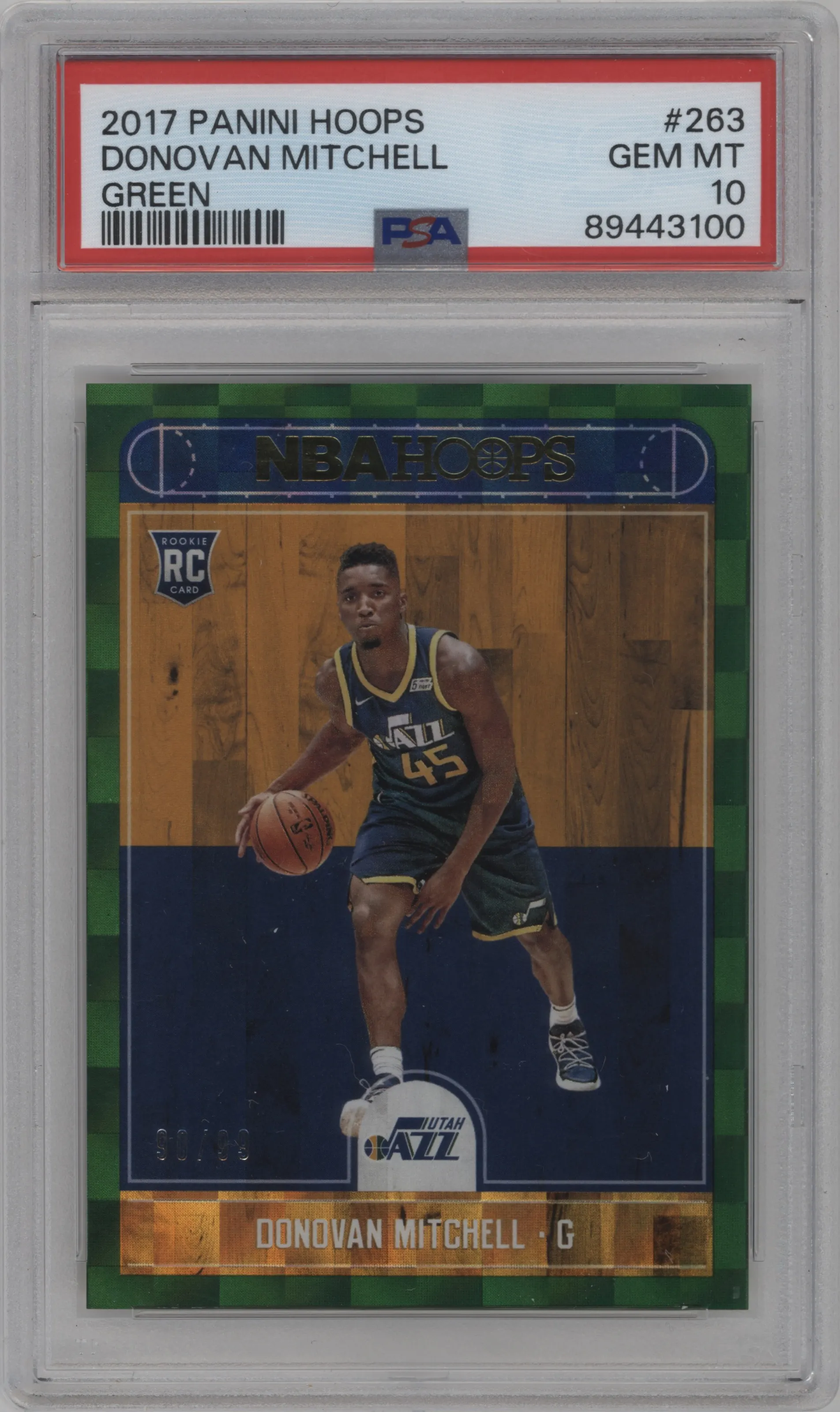 2017 Panini NBA Hoops Donovan Mitchell Green #263 PSA 10