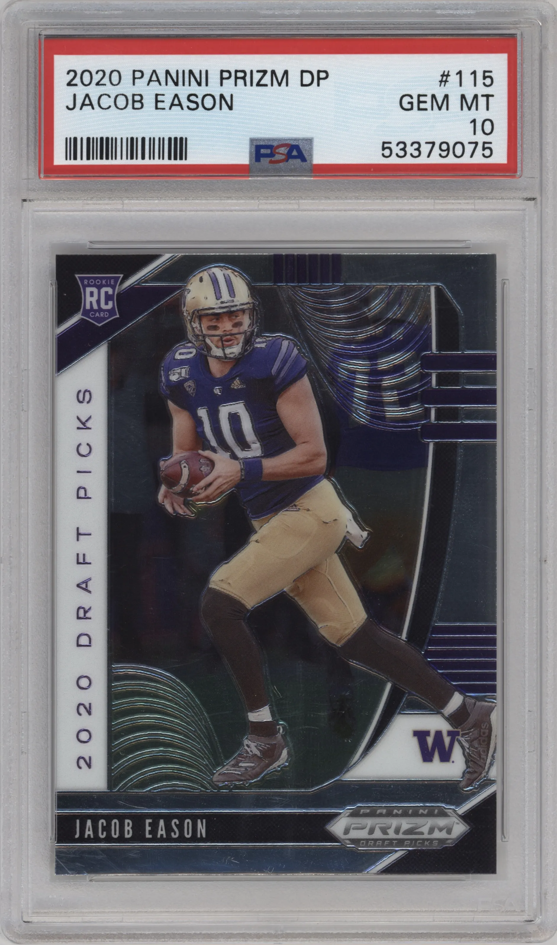 2020 Panini Prizm Draft Picks Jacob Eason PSA 10