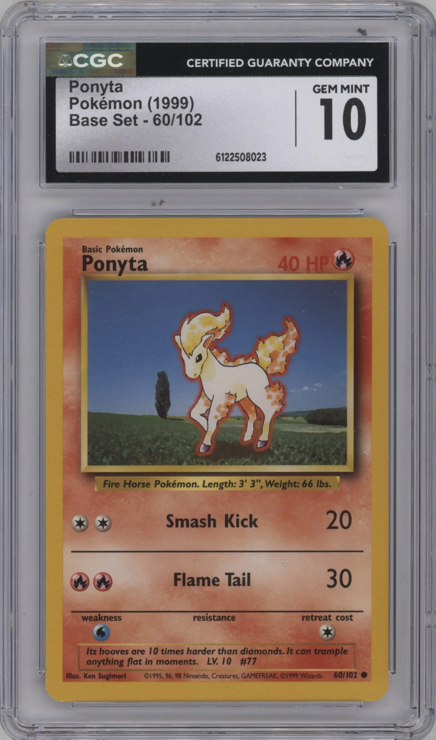 1999 Pokemon Base Set Ponyta #60 CGC 10