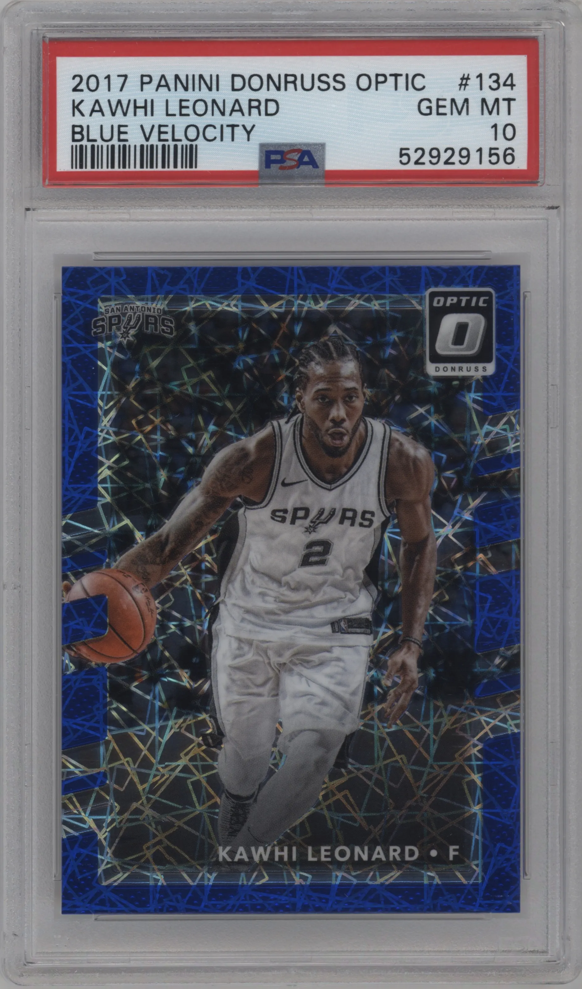2017 Panini Donruss Optic Kawhi Leonard Blue Velocity PSA 10