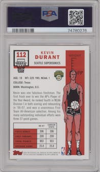 Kevin Durant from the 2007-08 Topps set graded by PSA and given an overall grade of 7.