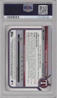 Anthony Gutierrez from the 2022 Bowman Chrome set graded by PSA and given an overall grade of 10.