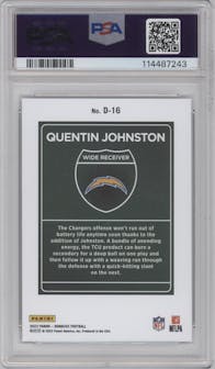 Quentin Johnston from the 2023 Panini Donruss set graded by PSA and given an overall grade of 10.