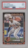 Colton Cowser from the 2024 Topps  set featuring a Team Color Border parallel graded by PSA and given an overall grade of 9.