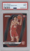 Zaccharie Risacher from the 2024-25 Panini Prizm set featuring a Red Prizm parallel graded by PSA and given an overall grade of 9.