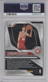Zaccharie Risacher from the 2024-25 Panini Prizm set featuring a Red Prizm parallel graded by PSA and given an overall grade of 9.
