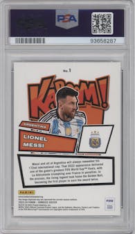 Lionel Messi from the 2023-24 Panini Donruss set graded by PSA and given an overall grade of 10.