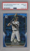 Jacob Wilson from the 2023 Bowman Draft Sapphire set graded by PSA and given an overall grade of 9.