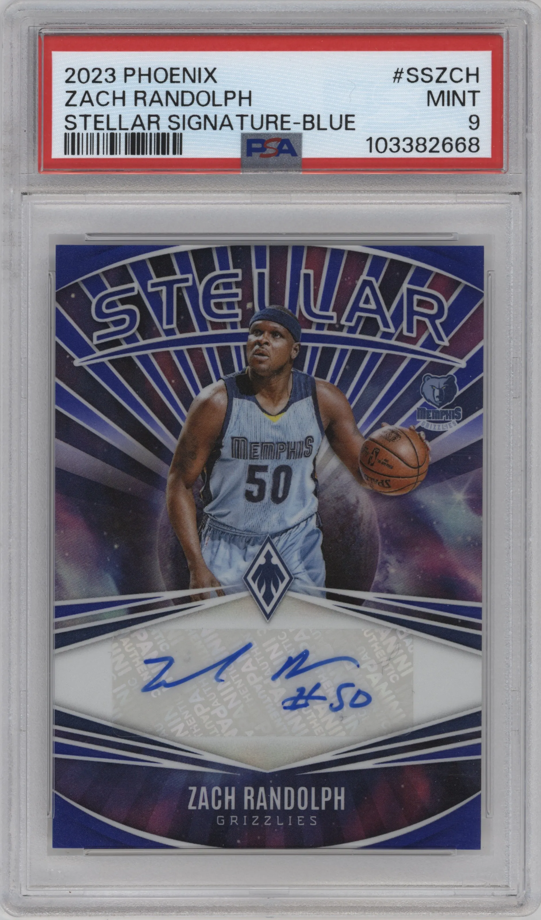2023 Panini Phoenix Stellar Sig. Zach Randolph Blue #SS-ZCH PSA 9