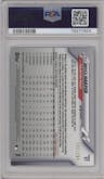 Bryce Harper from the 2020 Topps Chrome set featuring a Purple Refractor parallel graded by PSA and given an overall grade of 10.