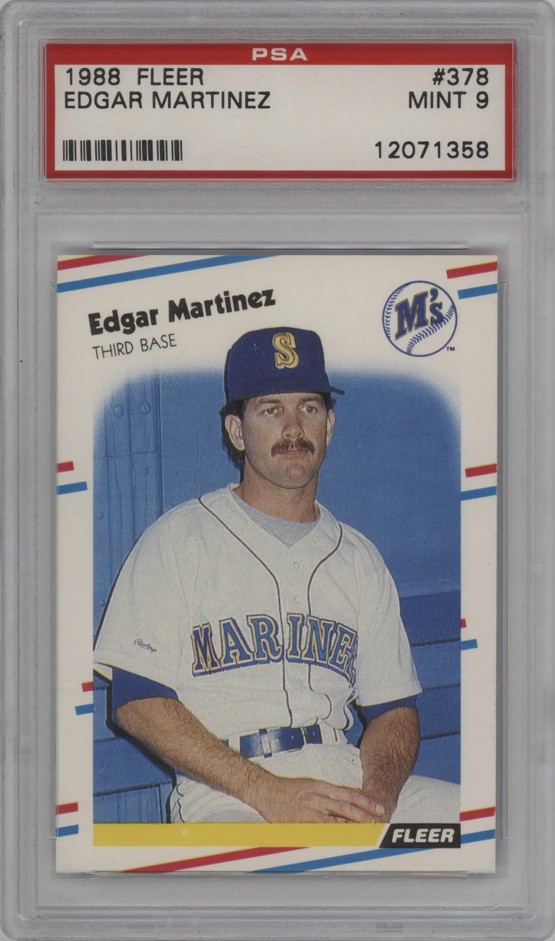 1988 Fleer Edgar Martinez #378 PSA 9