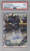 Julio Rodriguez from the 2019 Bowman  set featuring a Atomic Refractor parallel graded by PSA and given an overall grade of 9.