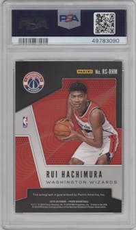 Rui Hachimura from the 2019-20 Panini Prizm set graded by PSA and given an overall grade of 10.