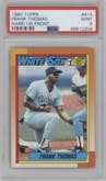 Frank Thomas from the 1990 Topps set featuring a Variation parallel graded by PSA and given an overall grade of 9.