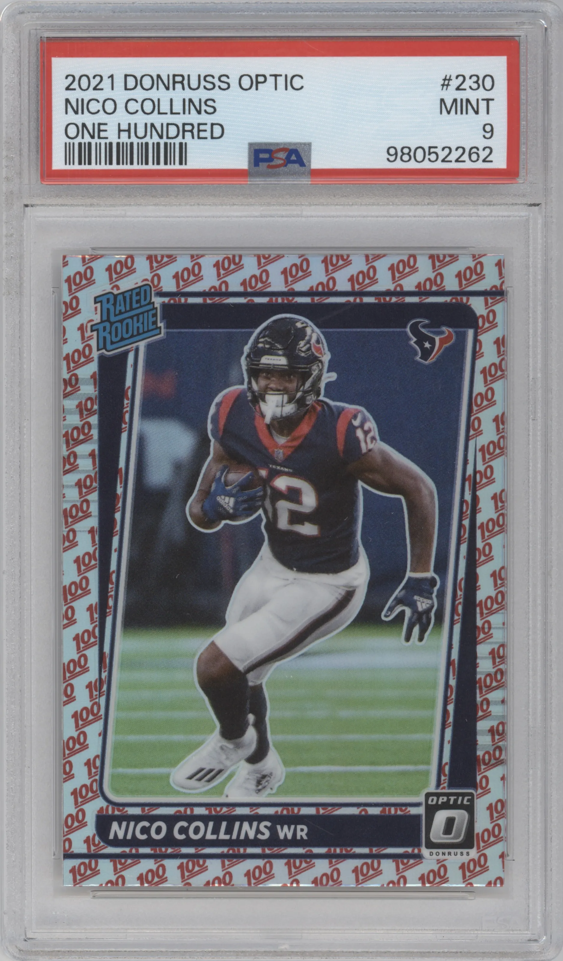 2021 Panini Donruss Optic Rated Rookie Nico Collins One Hundred PSA 9