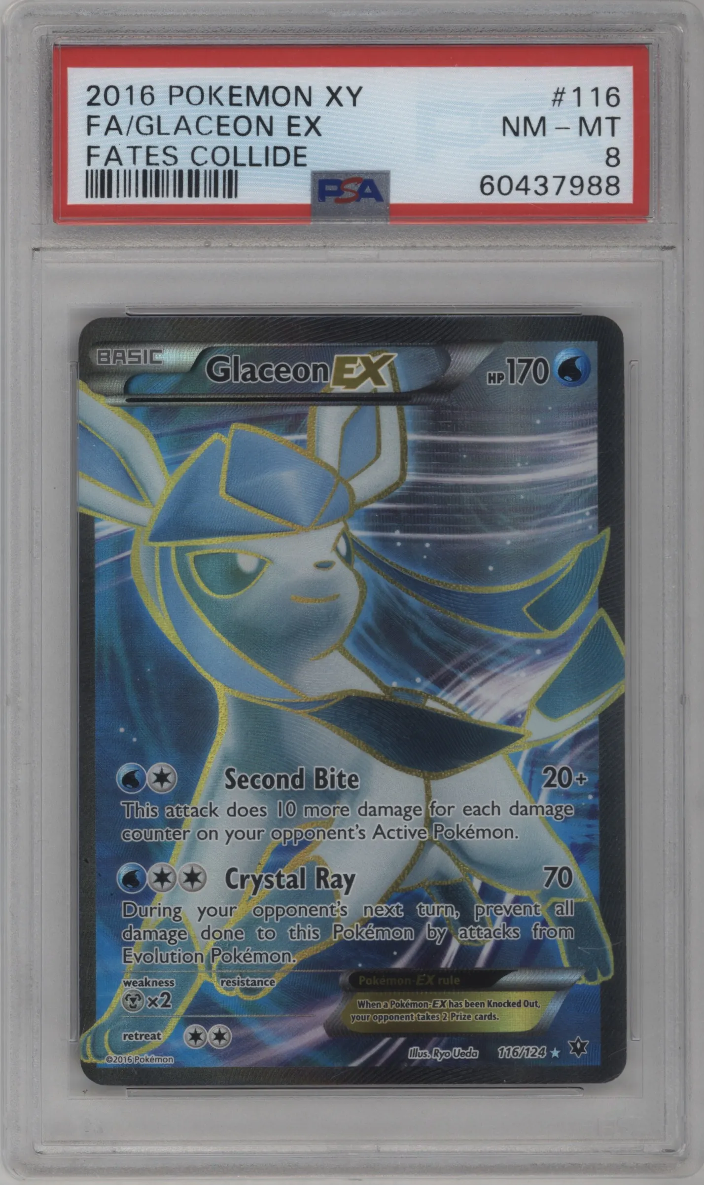 2016 Pokemon XY Fates Collide Glaceon EX PSA 8