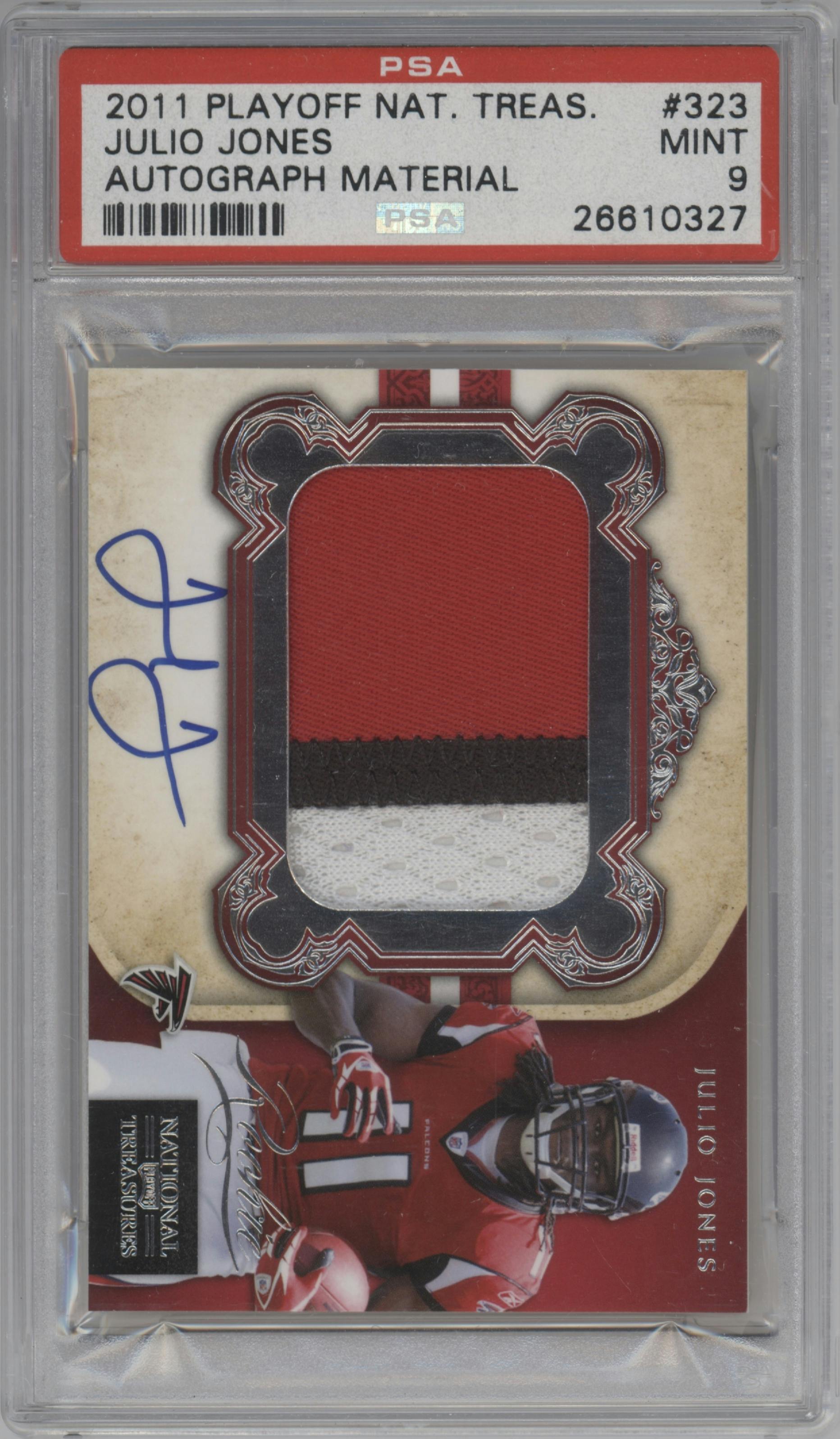 Julio Jones from the 2011 Playoff National Treasures set graded by PSA and given an overall grade of 9.