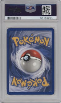 Mew from the 2000 Pokemon set featuring a Pokemon League parallel graded by PSA and given an overall grade of 9.