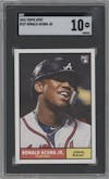 Ronald Acuna Jr. from the 2018 Topps Throwback Thursday set graded by SGC and given an overall grade of 10.
