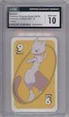 Mewtwo from the 2020 Uno Pokemon set graded by CSG and given an overall grade of 10.
