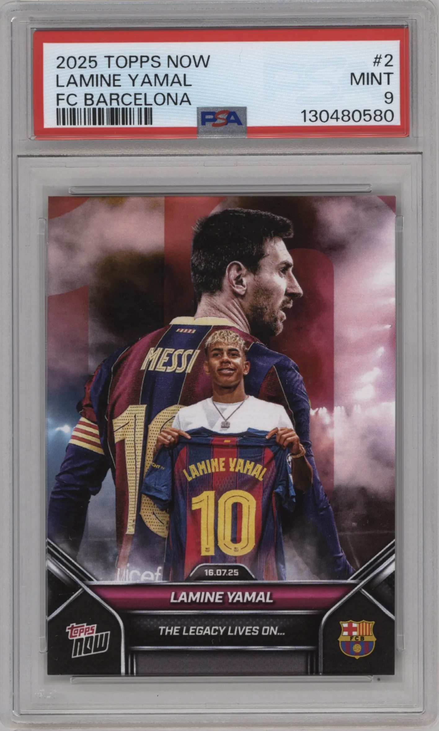 2025 Topps Now FC Barcelona Lamine Yamal PSA 9