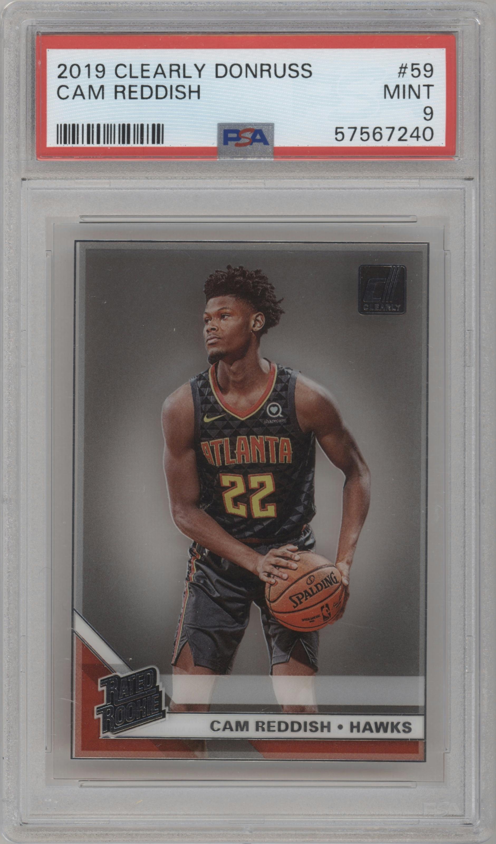 Cam Reddish from the 2019-20 Panini Clearly Donruss set graded by PSA and given an overall grade of 9.