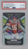 Patrick Mahomes II from the 2017 Panini Prizm set graded by PSA and given an overall grade of 10.