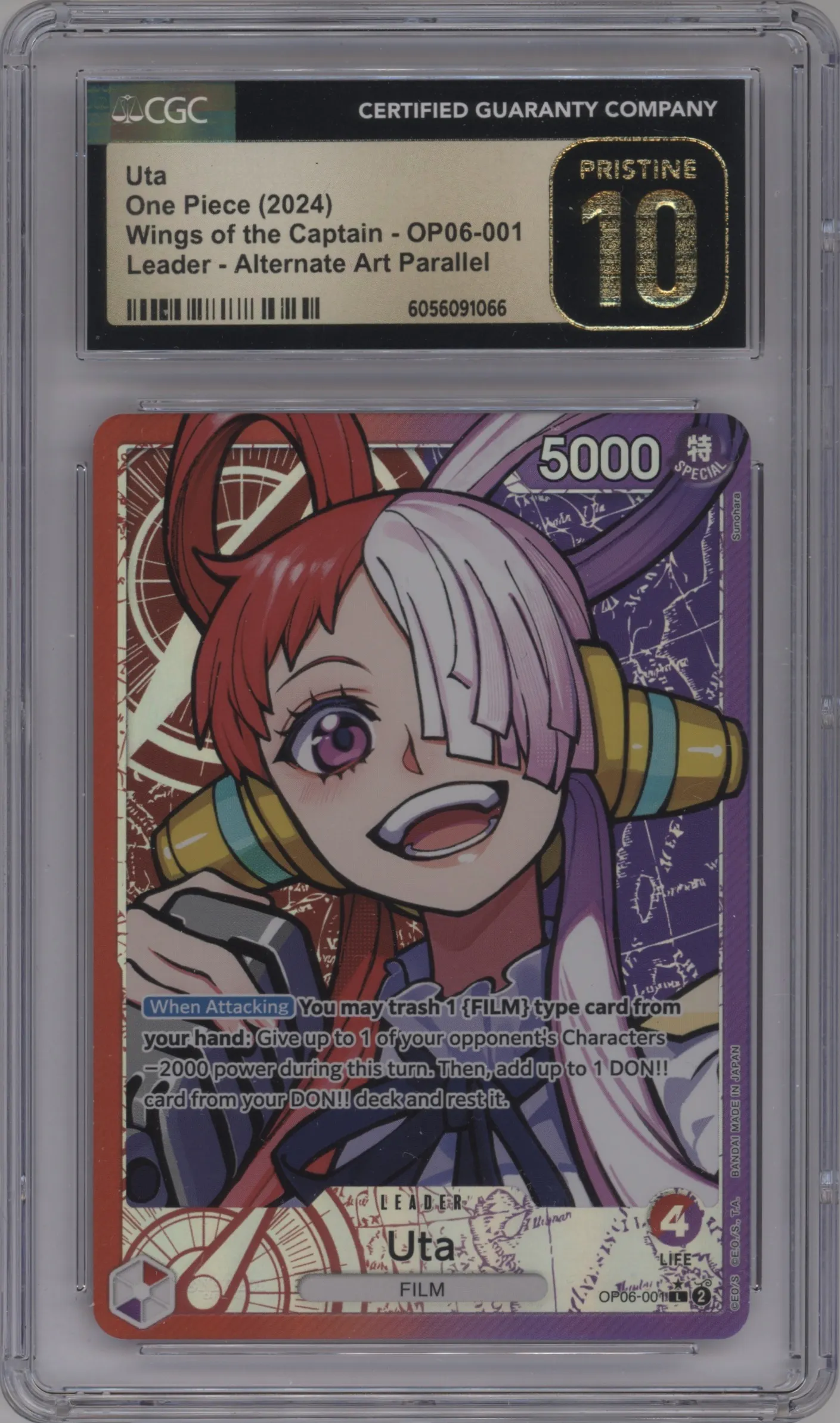 2024 One Piece Wings of the Captain Uta Alternate Art L #OP06-001 L CGC 10