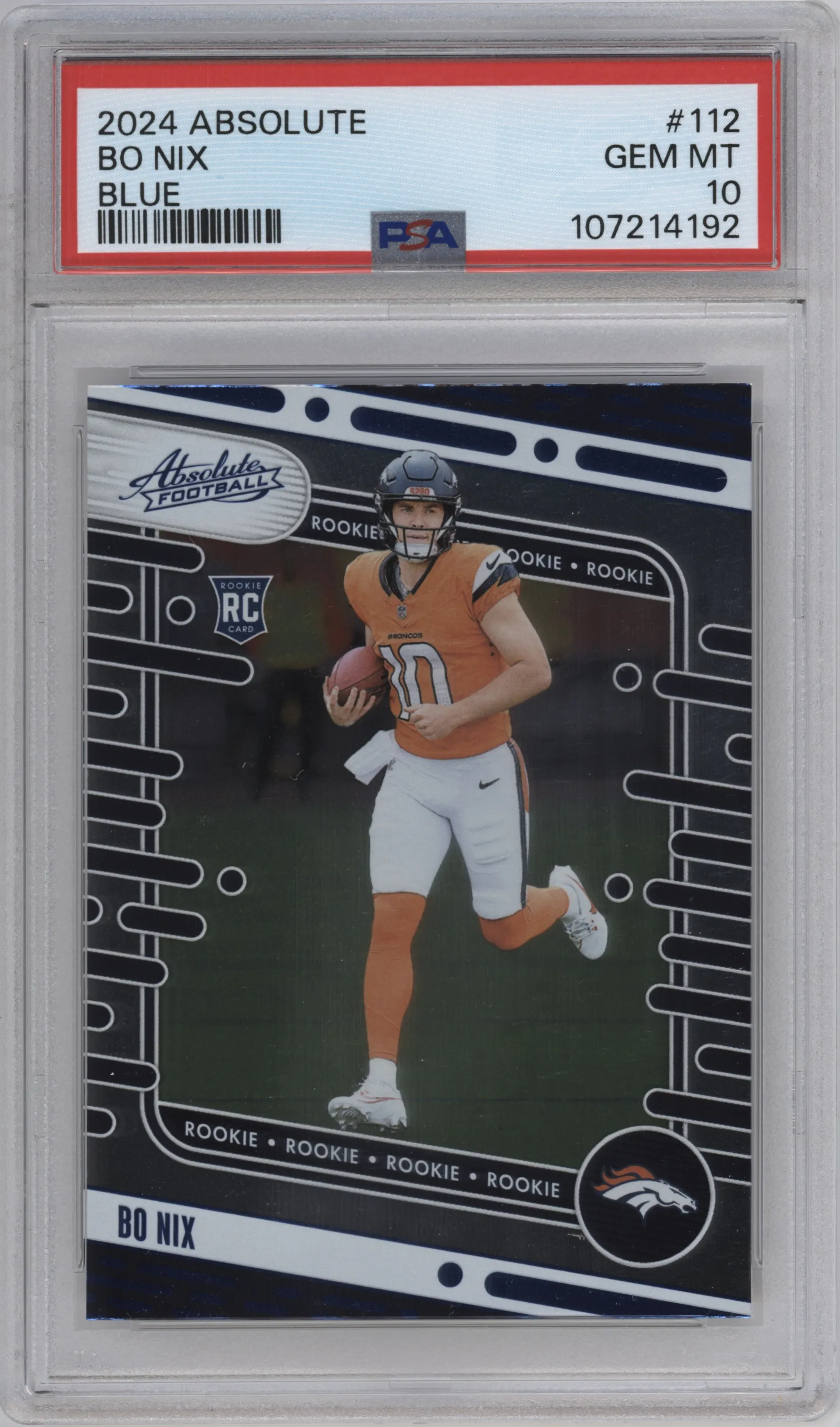 2024 Panini Absolute Bo Nix Blue #112 PSA 10