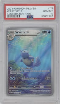 Wartortle from the 2023 Pokemon SV set graded by PSA and given an overall grade of 10.