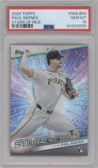 Paul Skenes from the 2024 Topps Update set graded by PSA and given an overall grade of 10.