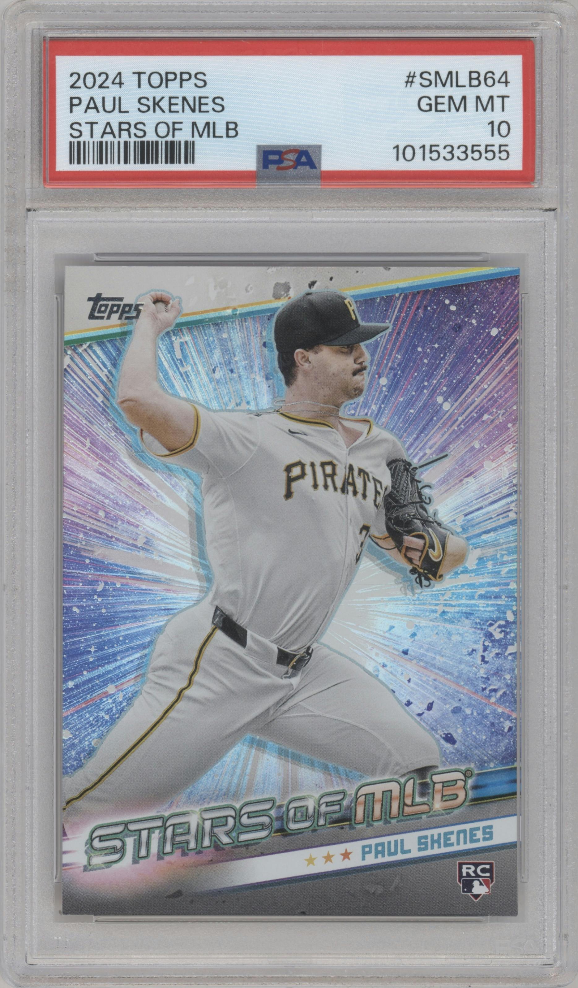 Paul Skenes from the 2024 Topps Update set graded by PSA and given an overall grade of 10.
