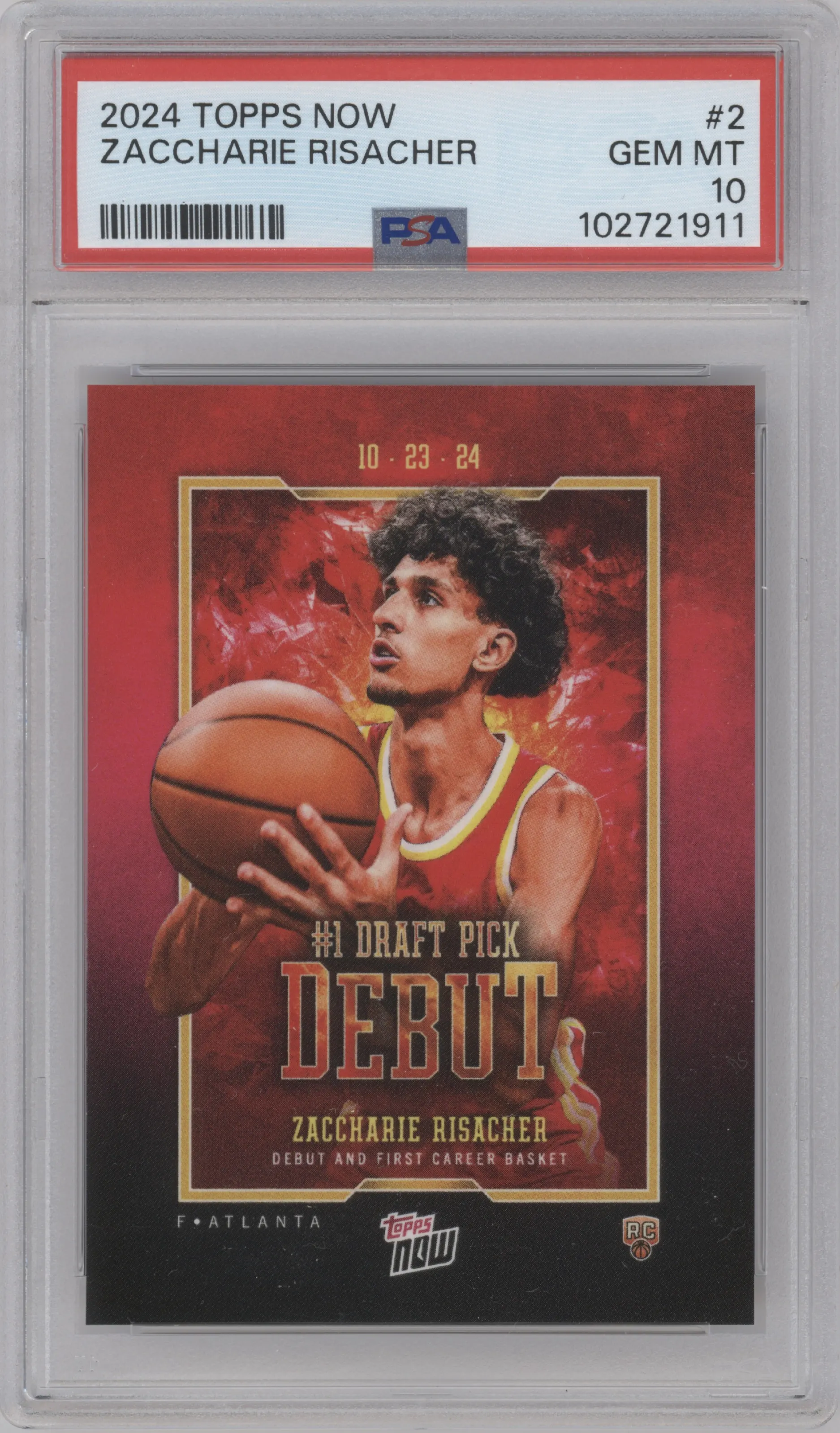 2024 Topps Now Zaccharie Risacher #2 PSA 10