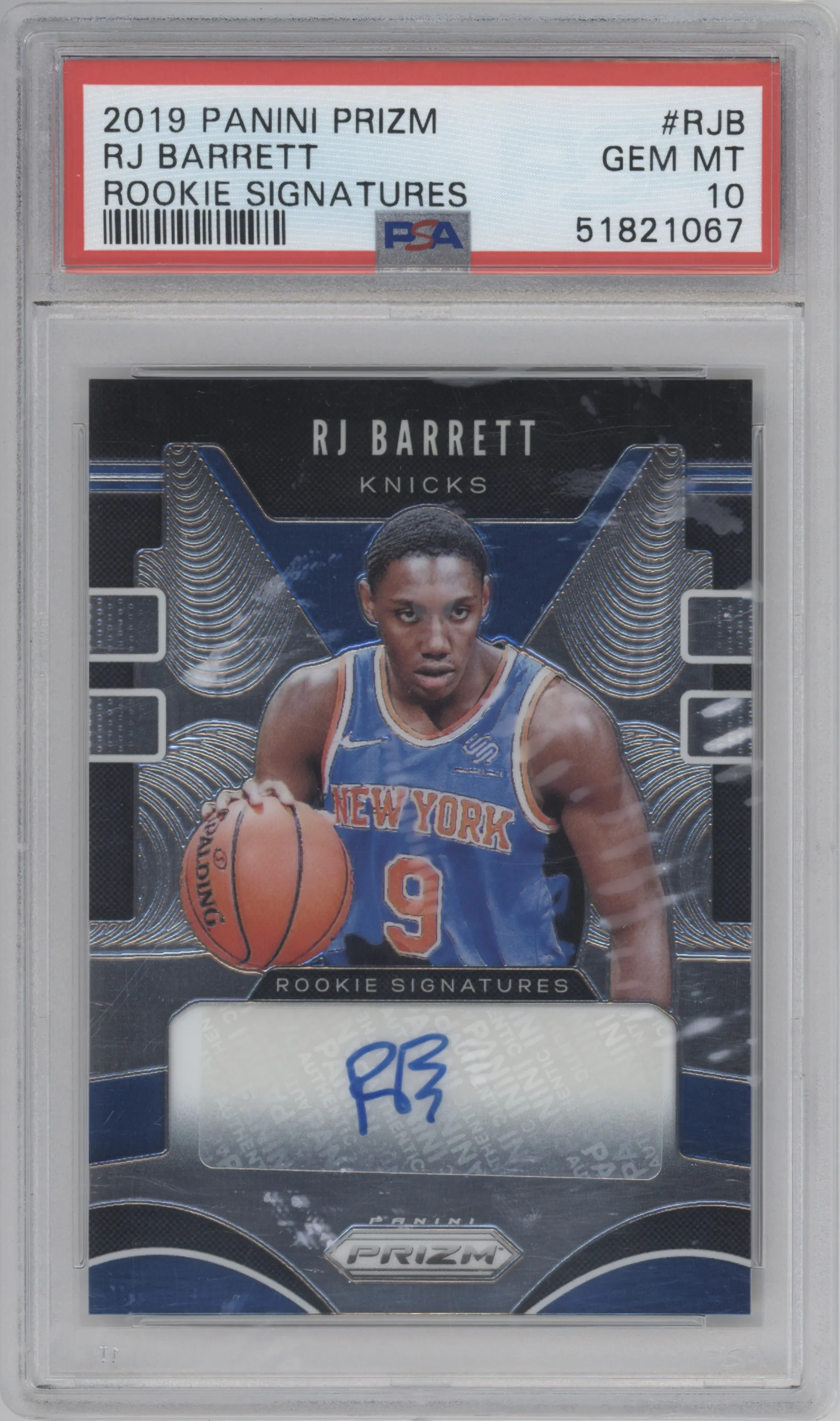 2019 Panini Prizm Rke.Sig. RJ Barrett #RS-RJB PSA 10