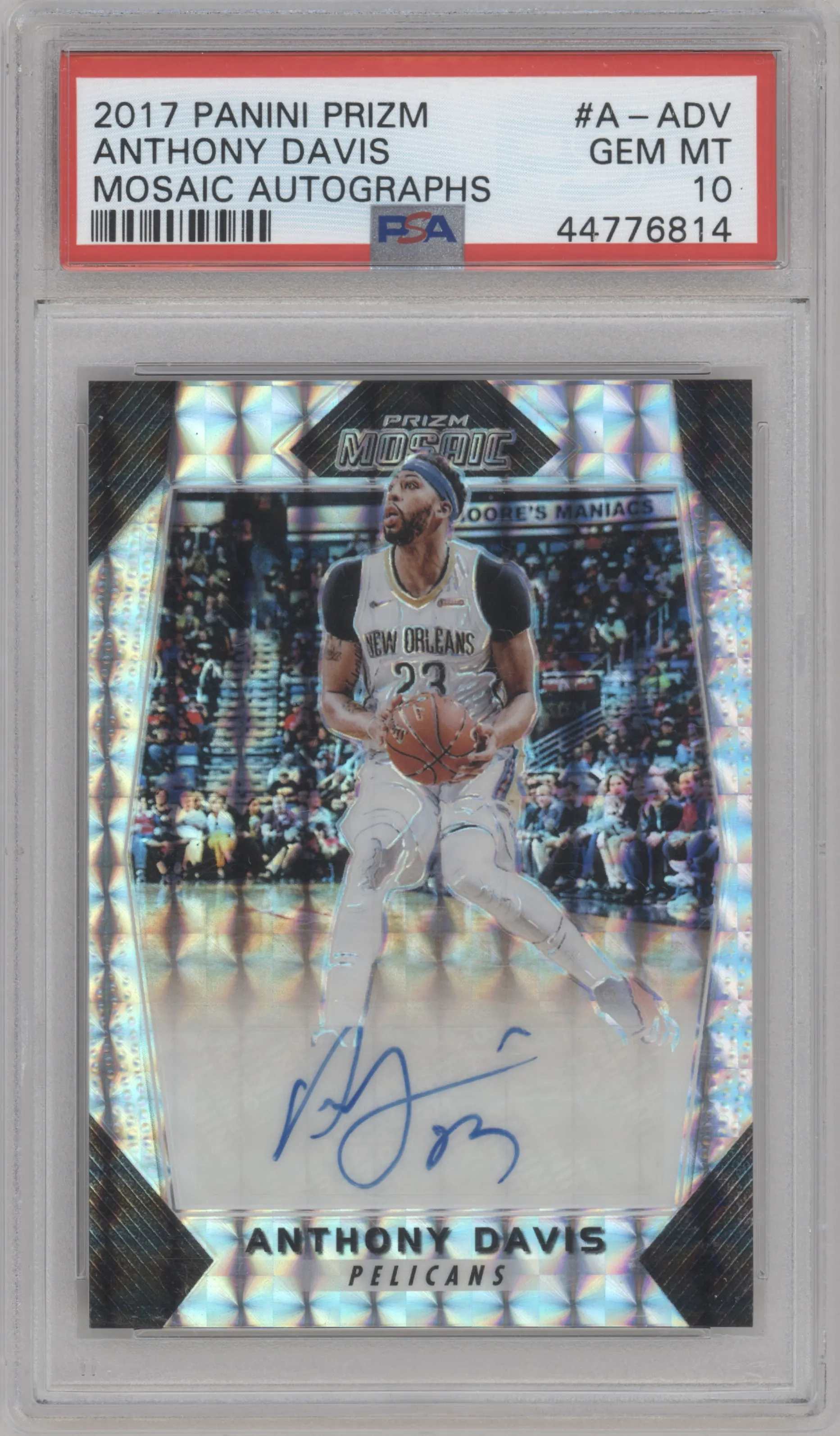 2017 Panini Mosaic Prizm Auto Anthony Davis #A-ADV PSA 10