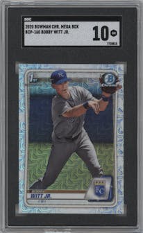 Bobby Witt Jr. from the 2020 Bowman Mega Box set graded by SGC and given an overall grade of 10.