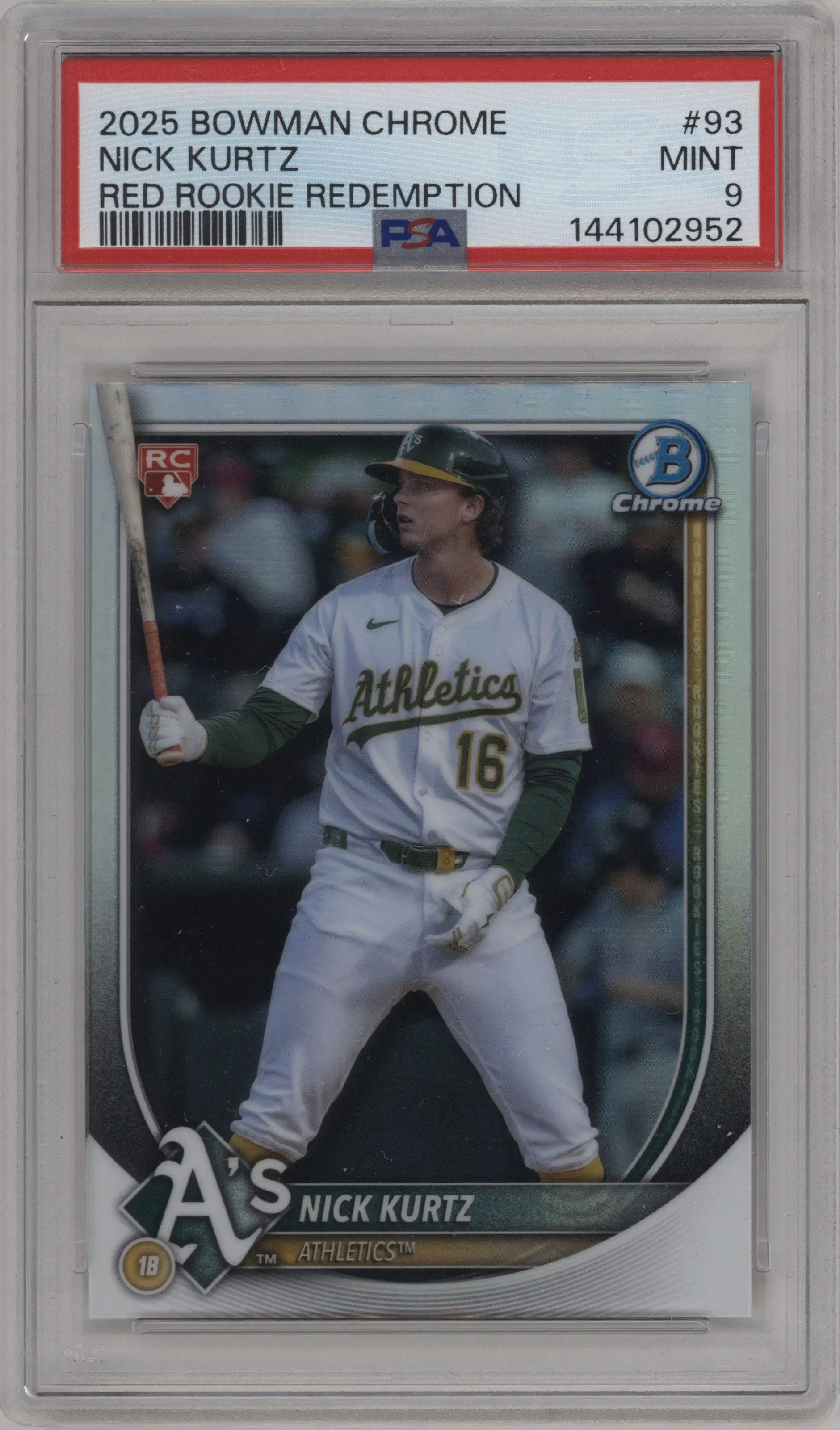 2025 Bowman Chrome Red RC Variation Nick Kurtz PSA 9