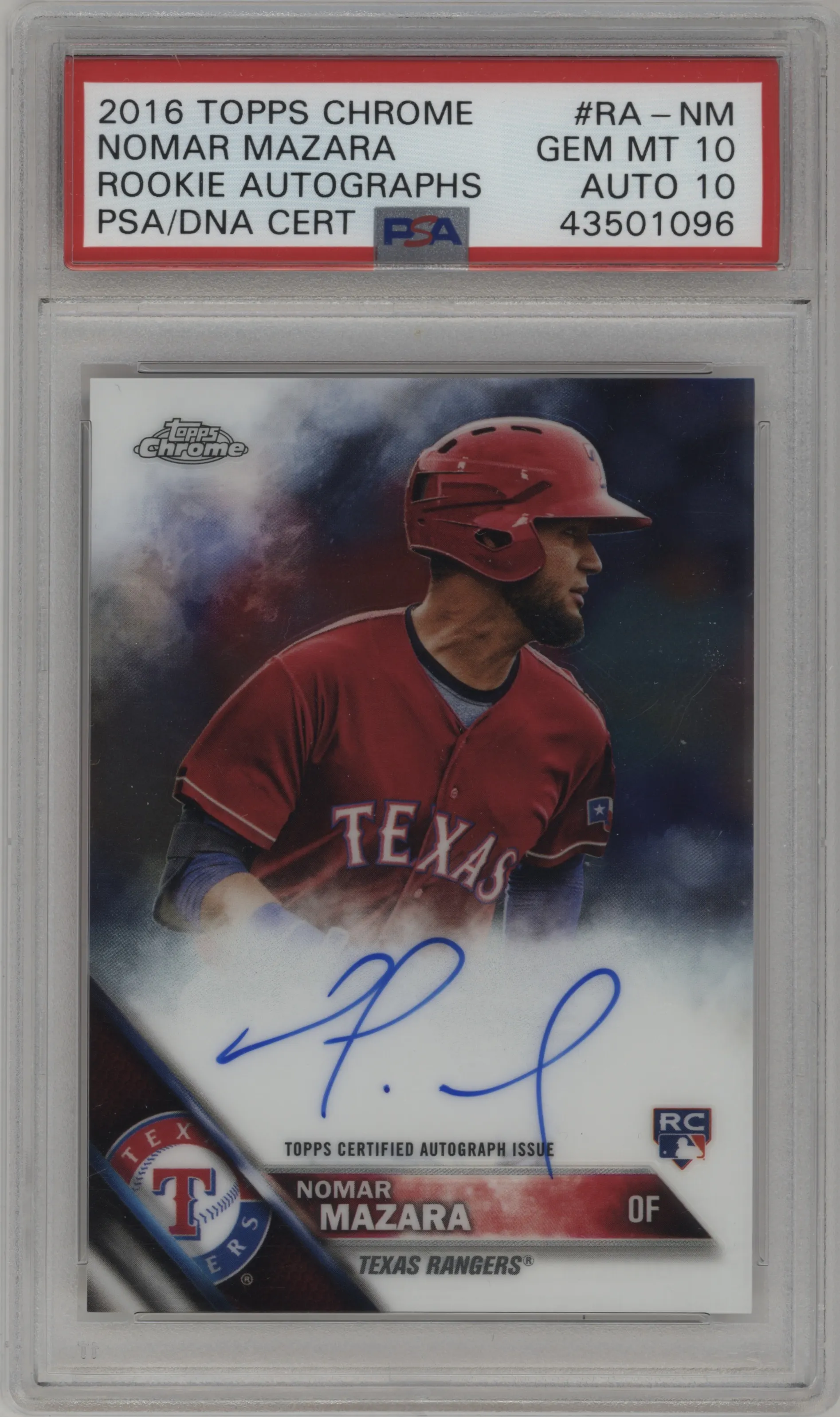 2016 Topps Chrome Rke.Auto Nomar Mazara PSA 10