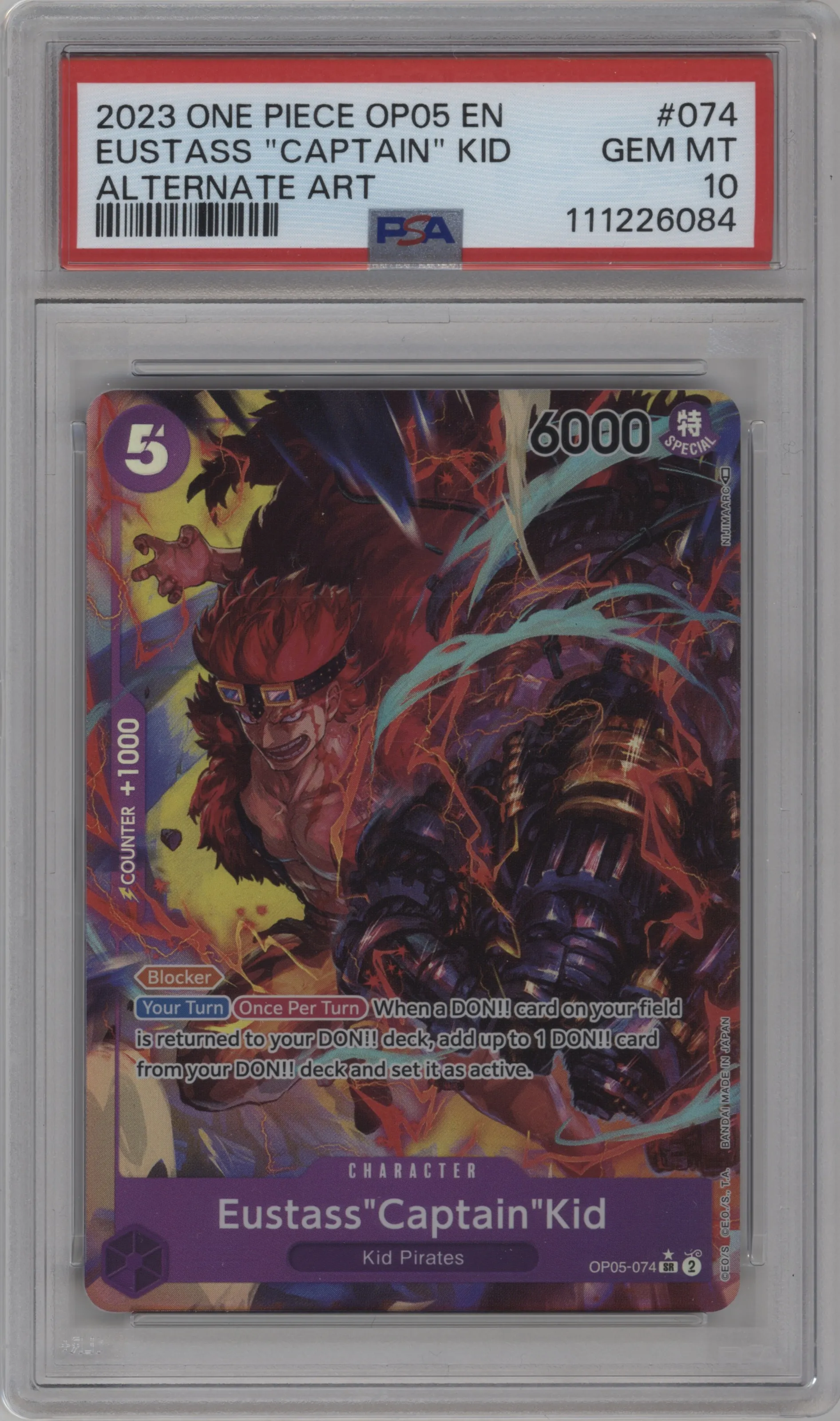 2023 One Piece Awakening of the New Era Eustass"Captain"Kid Alternate Art PSA 10