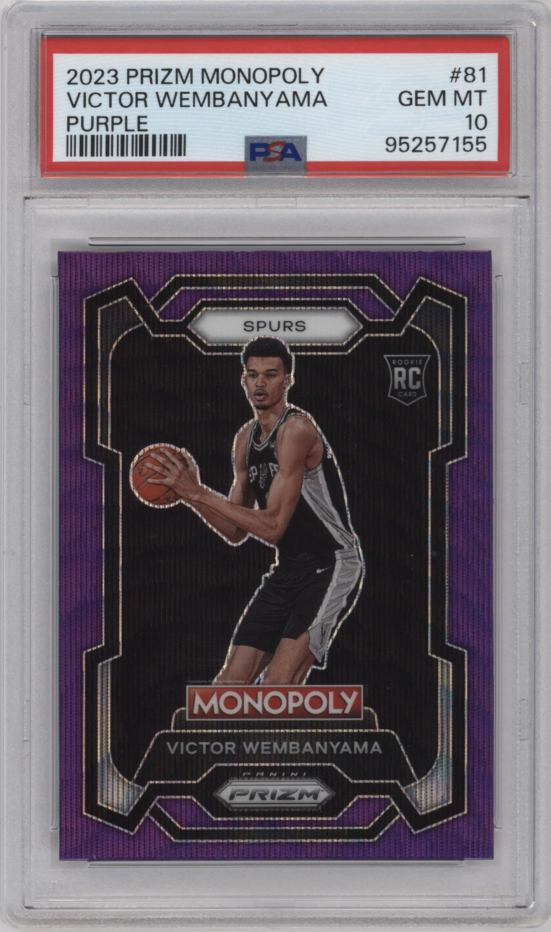 2023 Panini Prizm Monopoly Victor Wembanyama Purple PSA 10
