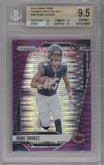 Rome Odunze from the 2024 Panini Prizm set featuring a Purple Pulsar parallel graded by Beckett and given an overall grade of 9.5.