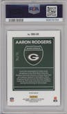 Aaron Rodgers from the 2022 Panini Donruss Optic set featuring a Black Pandora parallel graded by PSA and given an overall grade of 10.