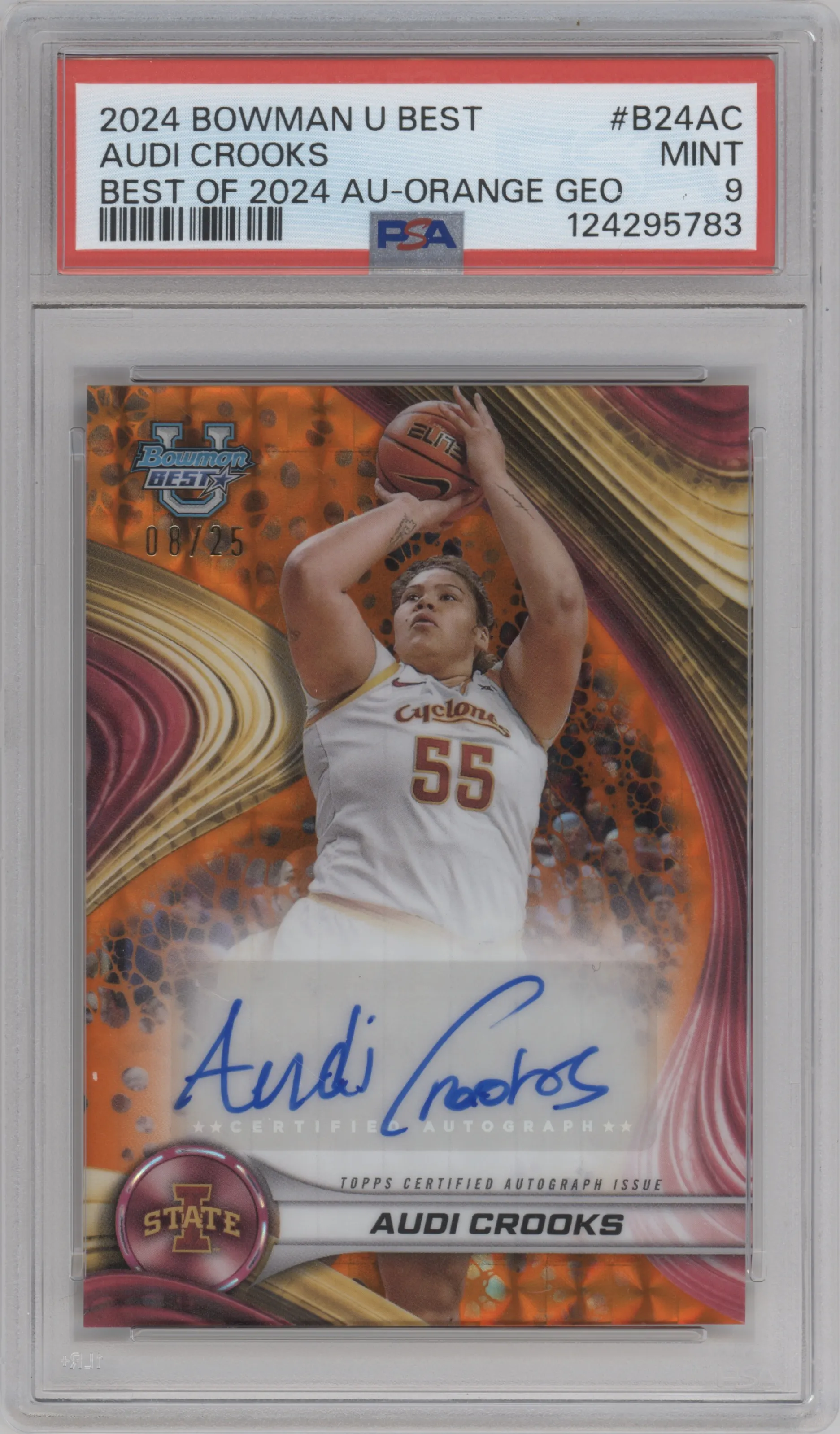 2024 Bowman's Best University Best of 2024 Auto Audi Crooks Orange Geometric Refractor #B24-AC PSA 9