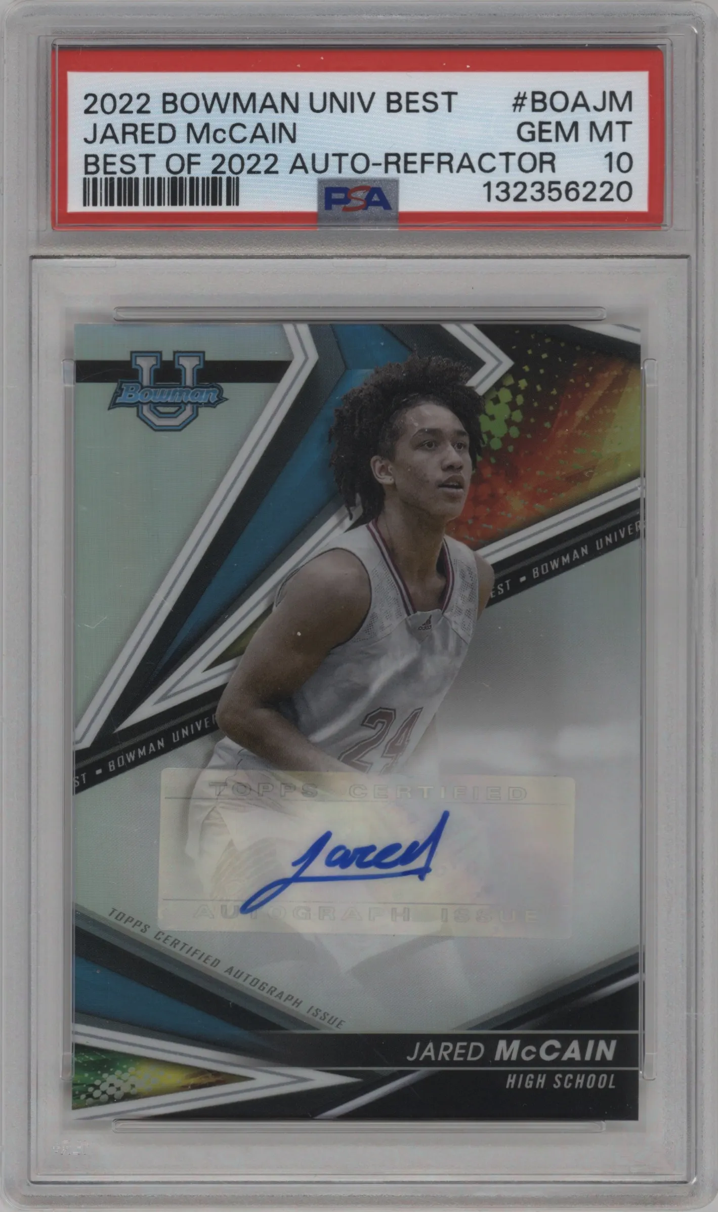 2022 Bowman University Best Best of '22-23 Auto Jared McCain Refractor #BOA-JM PSA 10