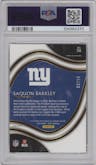 Saquon Barkley from the 2020 Panini Select set featuring a Gold Prizm parallel graded by PSA and given an overall grade of 10.