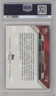 Jayden Daniels from the 2024 Topps Now set graded by PSA and given an overall grade of 10.